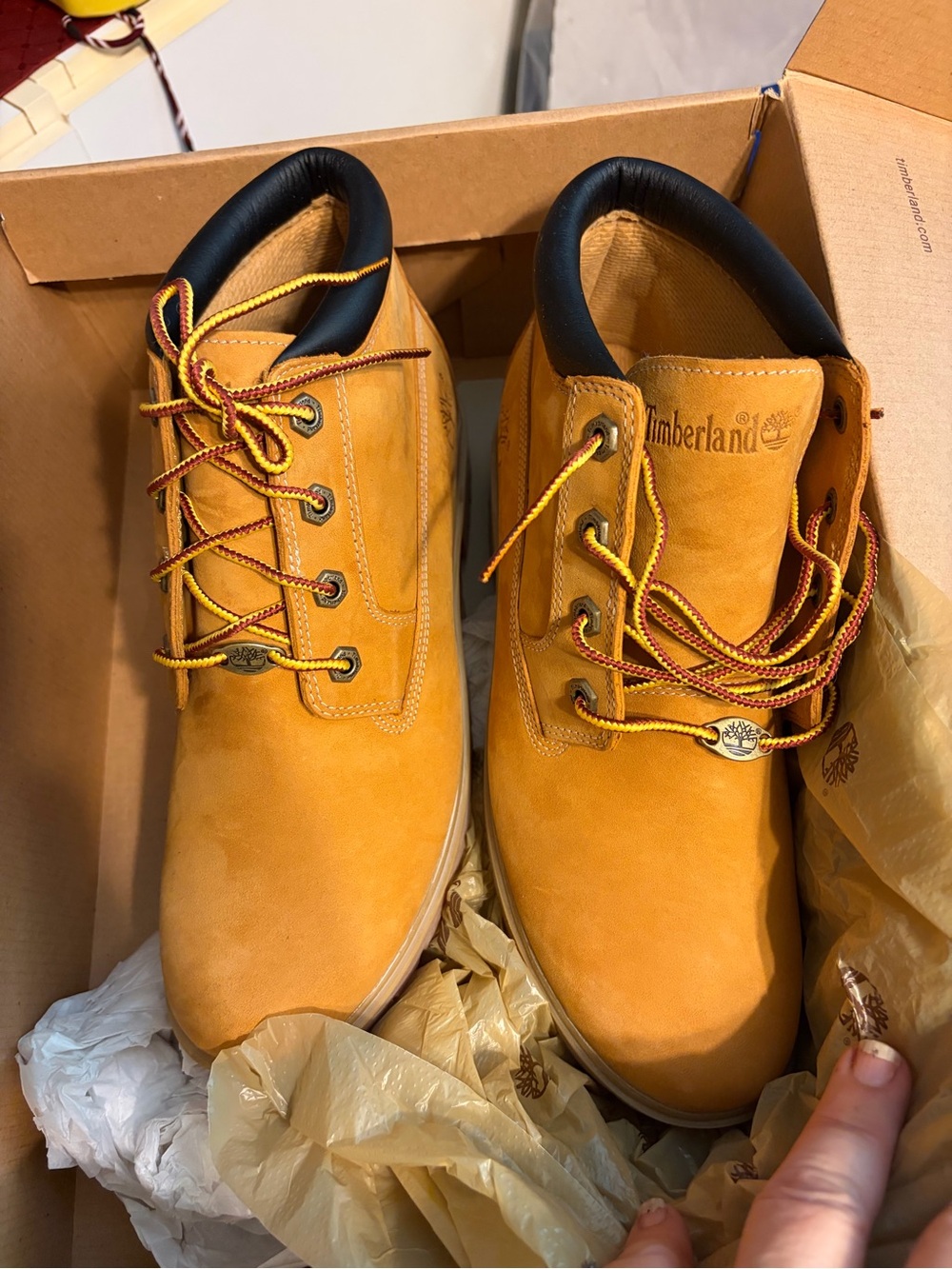 Timberland NIB Nellie Wheat Nubuck Work Boots - Wheat/Tan with Black Collar 9W